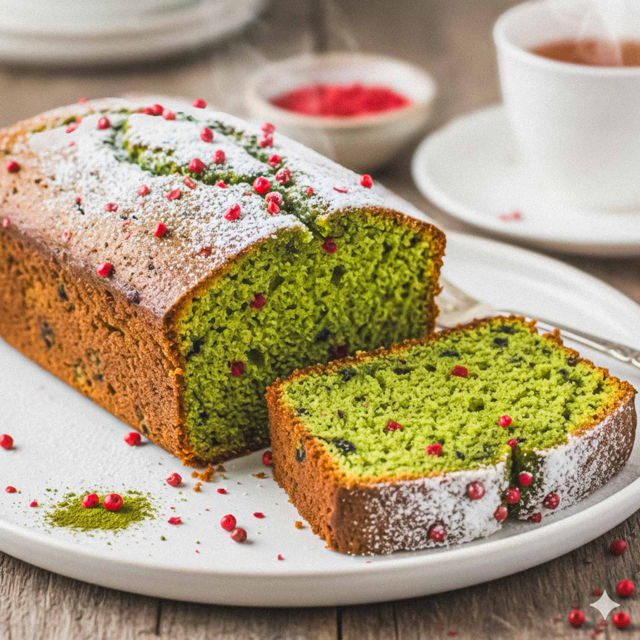 新作スイーツ | 緑茶とピンクペッパーのパウンドケーキ | Flusso